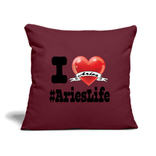 Load image into Gallery viewer, Aries - iHeart Throw Pillow Cover - burgundy
